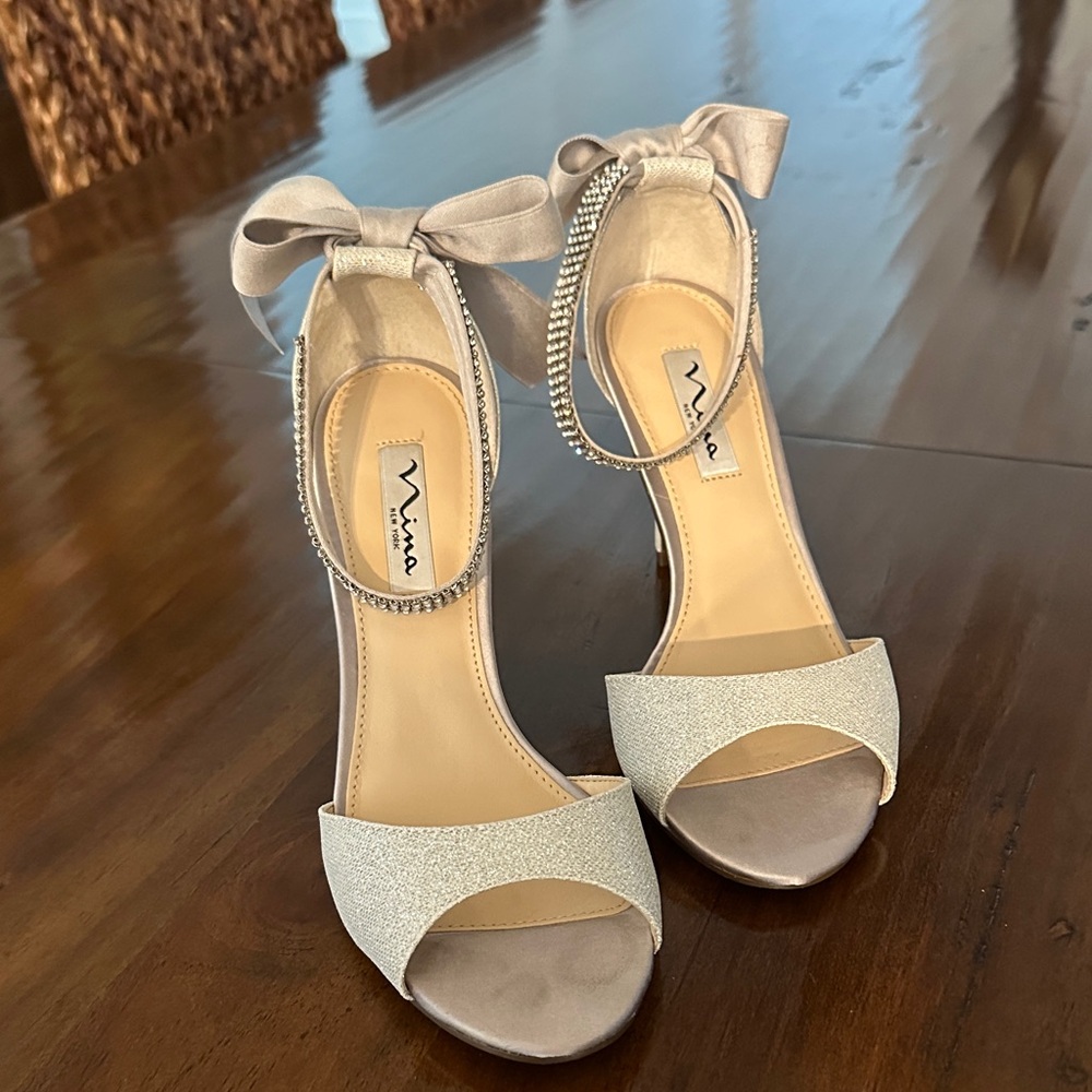 Nina Silver and Cream Heels